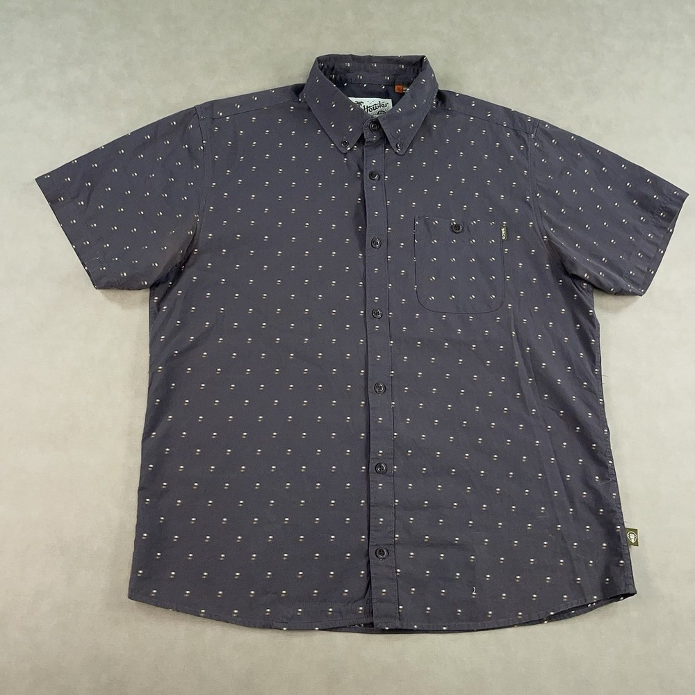 Howler Bros Shirt Mens Medium Gray Short Sleeve Button Up Cotton Casual *READ - Picture 1 of 13